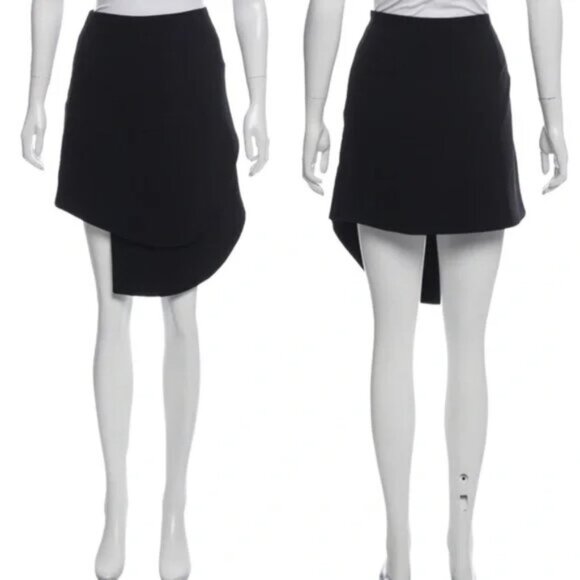 New Opening Ceremony Talene textured crepe asymmetric layered scallop mini skirt - Picture 3 of 13